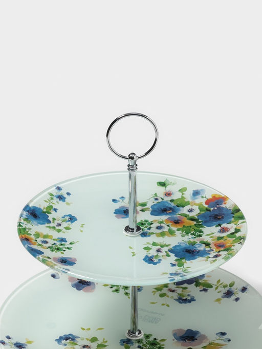 Фруктовница Доляна Букет незабудок, d=20/25 см, h=24 см, стекло, рисунок  фото 2