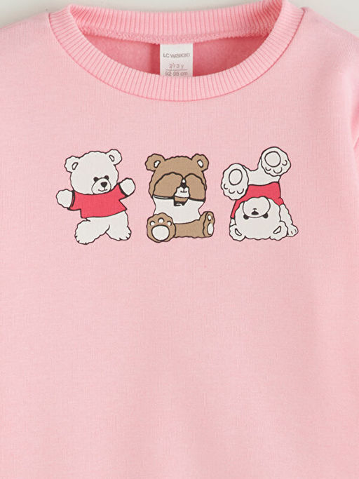 Bisiklet Yaka Bask?l? K?z ?ocuk Sweatshirt
