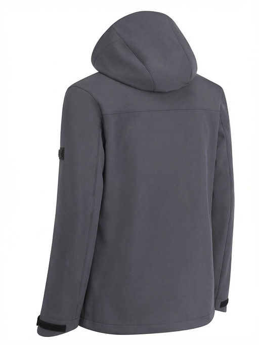 Ветровка мужская софтшелл виндстоппер с капюшоном спортивная темно-серого цвета 9615_1TC