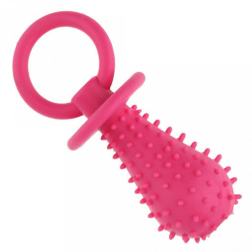 Игрушка для собаки "Пустышка" 9,5х3х3см, полипропилен, с шипами, цвета микс (салатовый, темно-розовый, синий), "Пэт тойс (Pet toys)" (Китай)