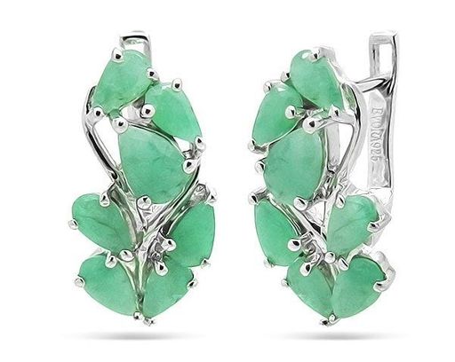Серьги из серебра изумруд берилл, Брюнетка