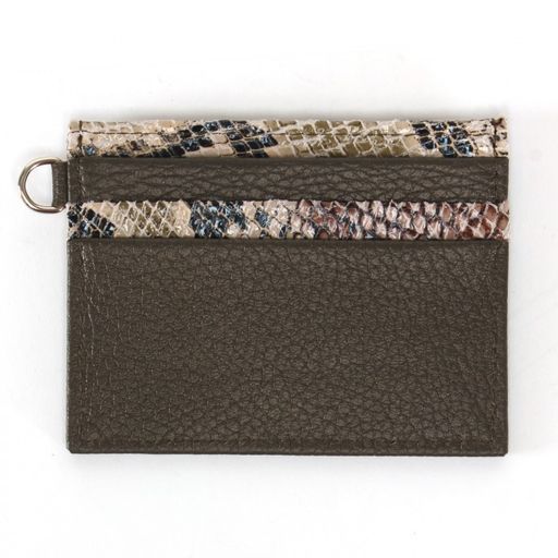 Визитница-кардхолдер Croco-ВК-215 н/к, 1отд, 3карм, коричневый питон/олива металлик (11029/233) 236522  фото 2