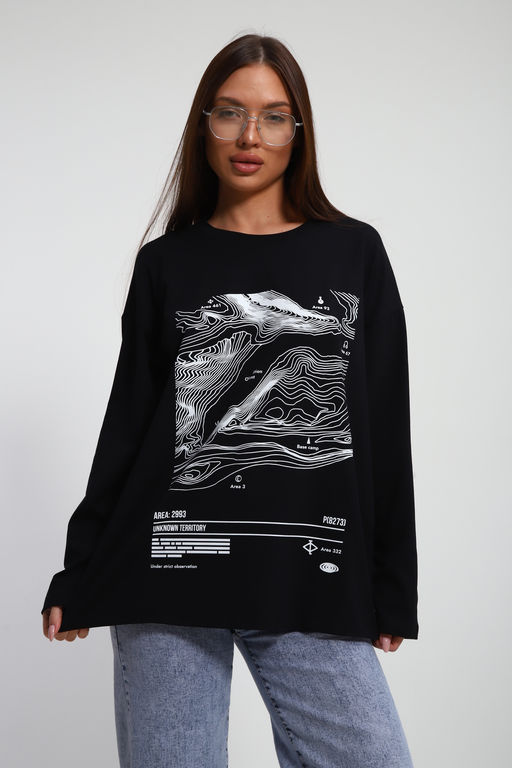 Лонгслив унисекс с принтом Карта ЛГ-01
