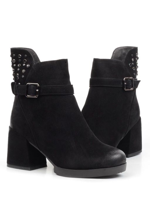 04-R164-1 BLACK Полусапоги женские (натуральная замша, натуральный мех) - Фабричный китай фото 10