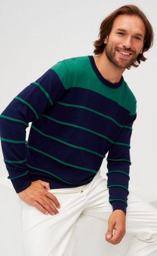 Джемпер мужской в полоску P221-15-1709 сине-зелёный - Primm фото 8
