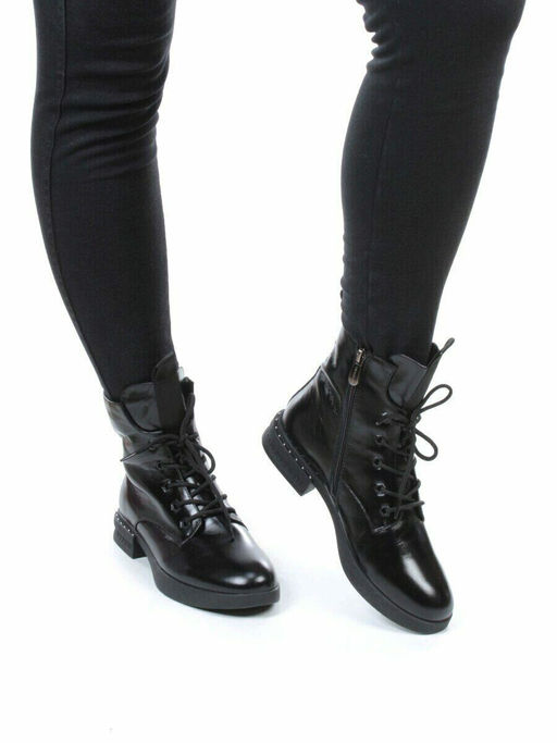 01-CH6315-21B100M BLACK Ботинки демисезонные женские (натуральная кожа, байка) - Фабричный китай фото 4