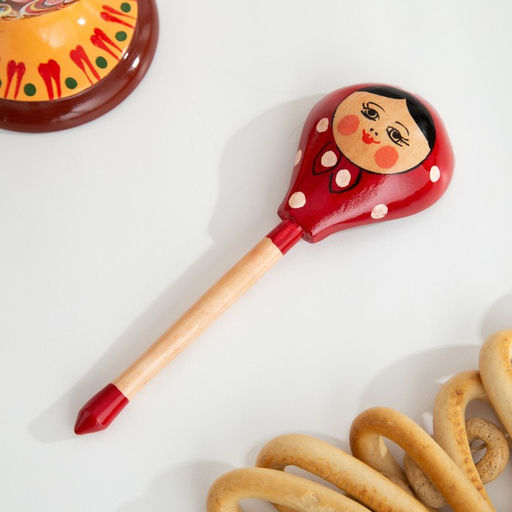 Ложка деревянная «Матрёшка», полубаская, 19×6 см, МИКС