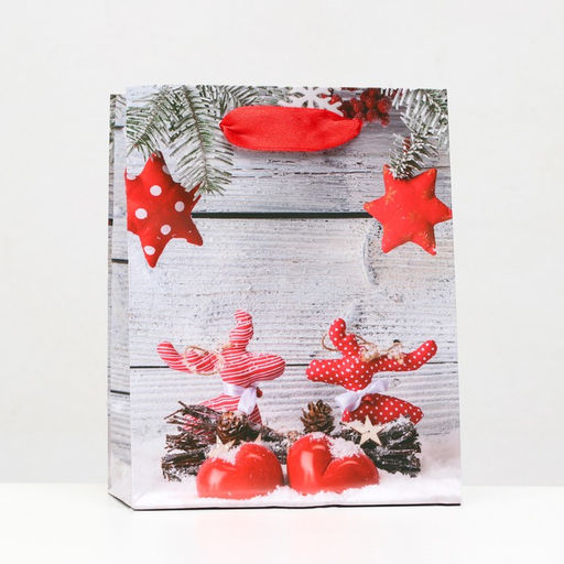 Цена за 12 шт. Пакет ламинированный Новогодние олени 11,5 х 14,5 х 6 см - Simaland фото 5