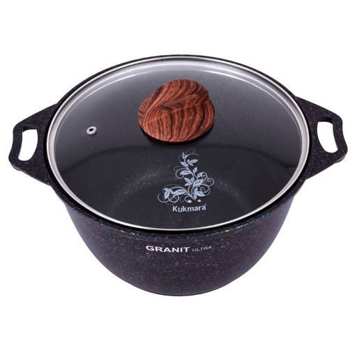 Кастрюля алюмин. 4л (стекл.крышка) (АП) "Granit ultra" blue (кгг42а) (Кукмара)