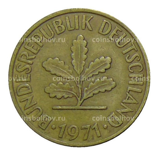 Монета 10 пфеннигов 1971 года J Германия