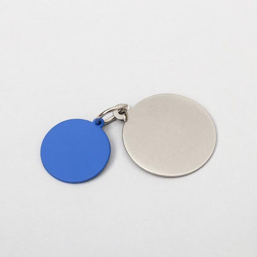 Адресник под гравировку + подвес Меня ждут дома, верхняя часть d=2,2 см, нижняя d=3 см, цвет синий - Пушистое счастье фото 5