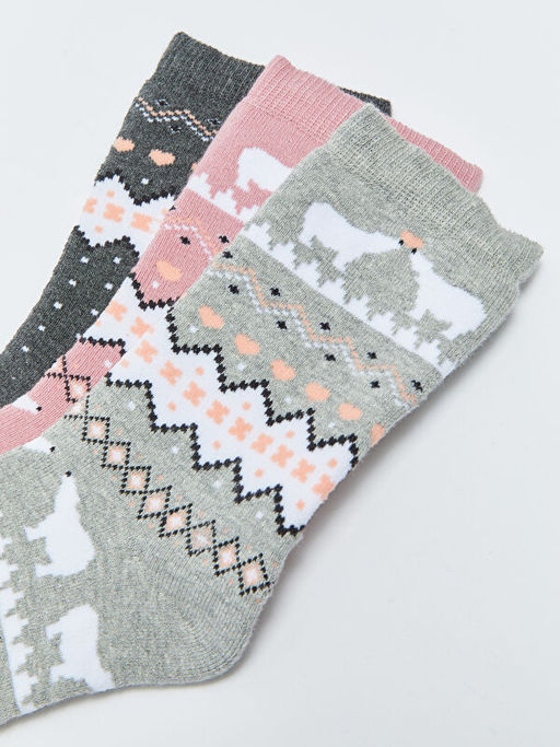 Desenli Kad?n Soket ?orap 3l?