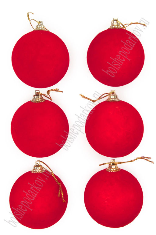Набор новогодних шаров 6 см (6 шт) SF-8037, красный