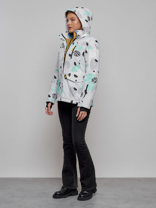 Горнолыжная куртка женская зимняя серого цвета 2302-1Sr