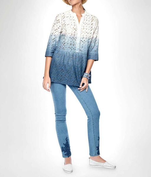 Блузка, бело-синяя - Linea tesini фото 3