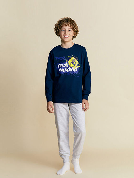 Bisiklet Yaka Real Madrid Erkek ?ocuk Pijama Tak?m?
