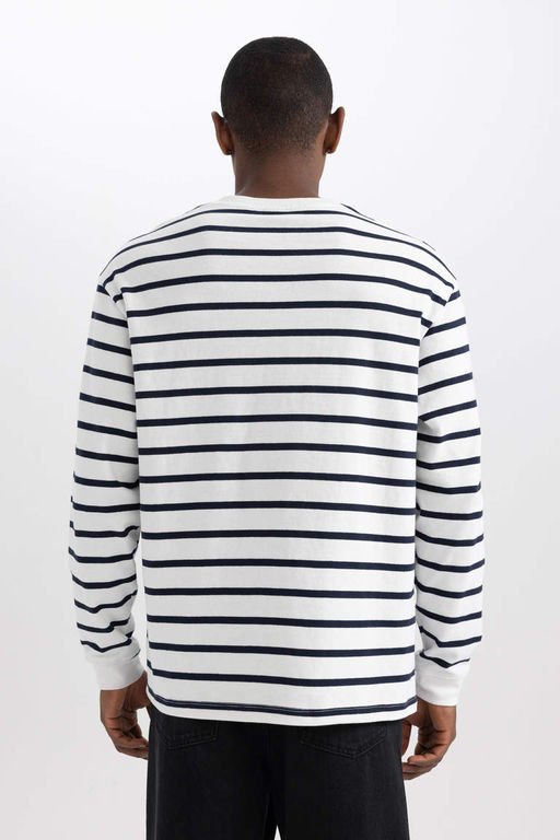 Толстовка в полоску с круглым вырезом Comfort Fit - Defacto фото 6
