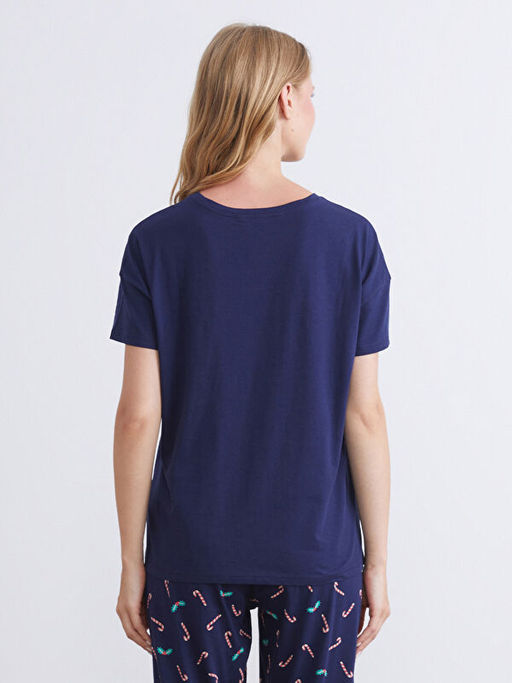 Bisiklet Yaka Nak??l? Kad?n Pijama ?st?