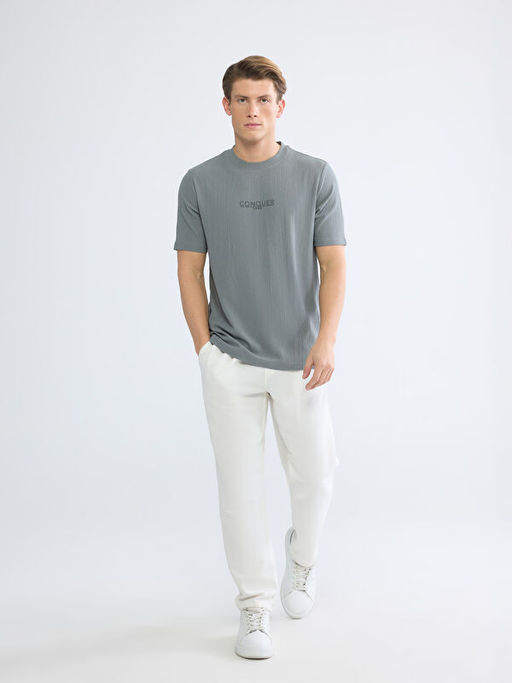 Bisiklet Yaka Bask?l? Erkek Ti??rt