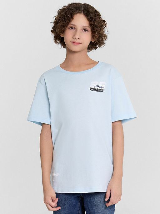 Футболка для мальчиков голубая с принтом