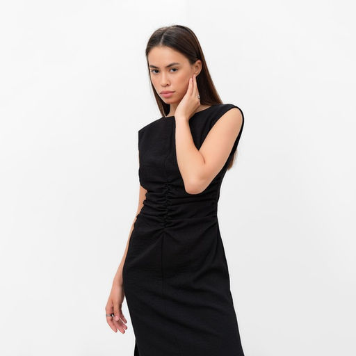 Платье женское с драпировкой MIST Summer time, чёрное, размер 42