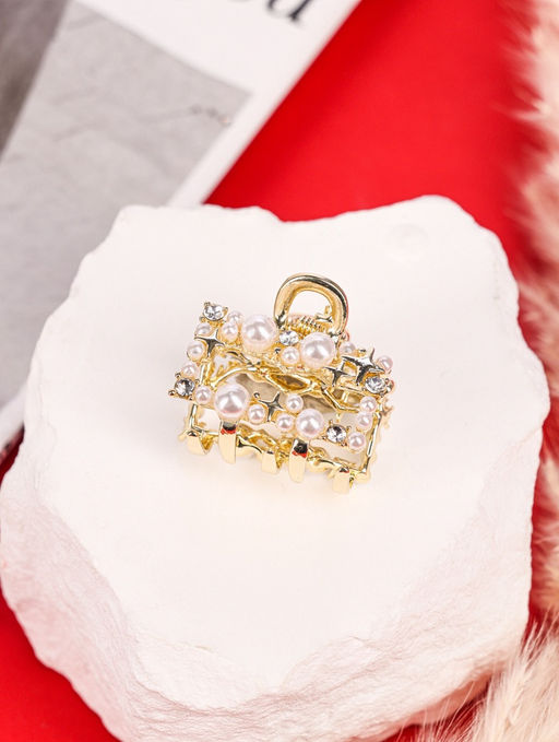 Цена за 6 шт. Крабик для волос «Саманта галант», прямой, 3 см, золото