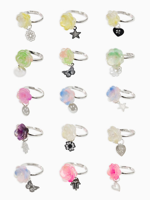 Цена за 36 шт. Кольцо «Выбражулька. Цветок фиалки», с подвеской, МИКС, безразмерное