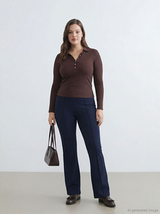 Ekstra Dar Fit ?spanyol Pa?a Kad?n Pantolon