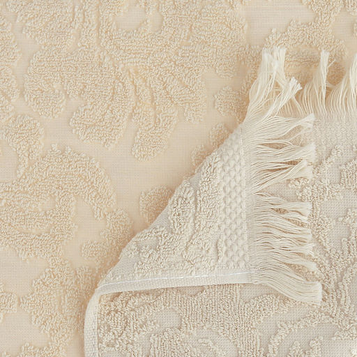 Полотенце махровое "Вензель" 34х75см, хлопок 100%, с бахромой, кремовый (Китай)