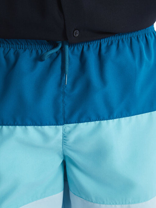 K?sa Boy Renk Bloklu Erkek Deniz ?ortu