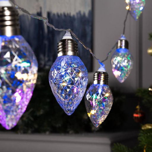 Гирлянда Нить 3 м с насадками Лампочки шишки, IP20, прозрачная нить, 80 LED, свечение мульти, 8 режимов, 220 В