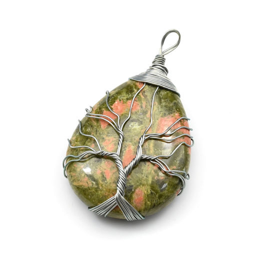 Кулон Дерево на капле 30*42мм с унакитом