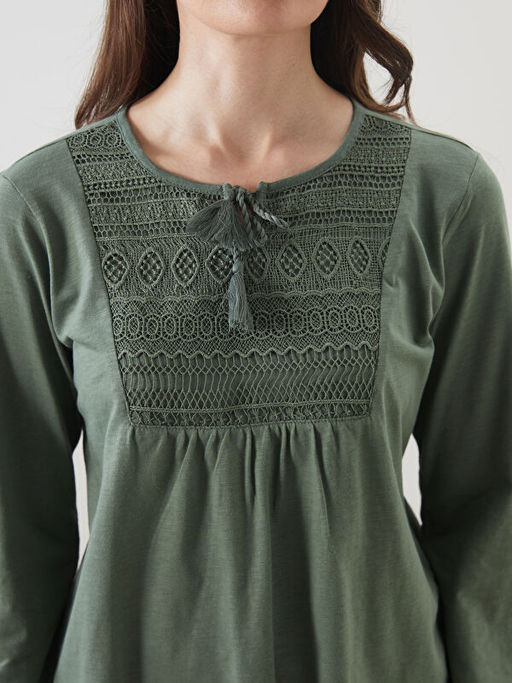 Ba?lamal? Yaka Nak??l? Kad?n Bluz