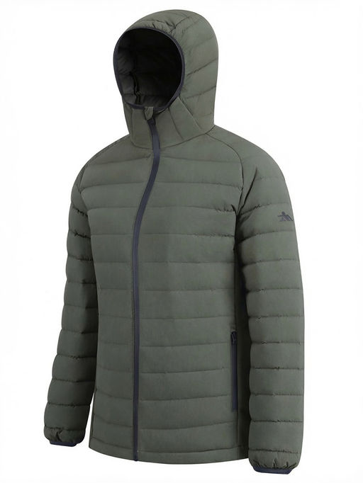 Куртка женская гибридная стёганая с капюшоном с графеновой подкладкой цвета хаки 9622_1Kh