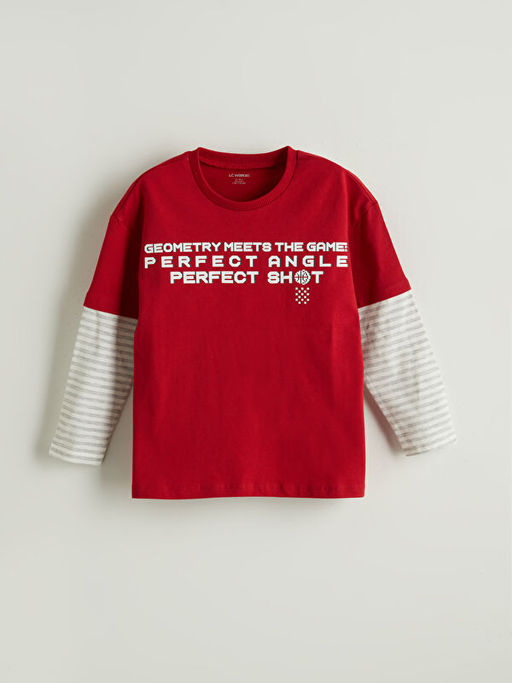 Bisiklet Yaka Yaz? Bask?l? Erkek ?ocuk Ti??rt