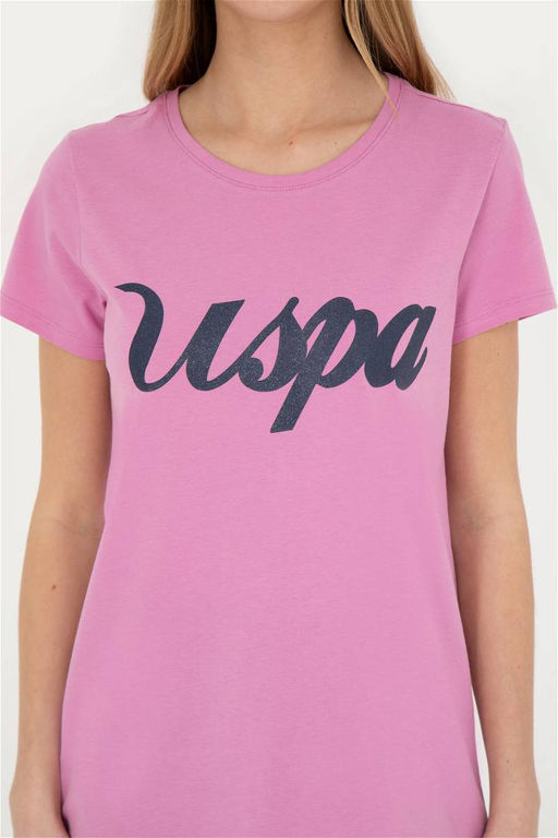 Женская фиолетовая футболка с круглым вырезом - U.s. polo assn фото 7