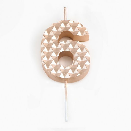 Свеча в торт на шпажке «Соты», цифра 6, 7 см, шампань