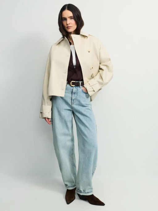 Хлопковый укороченный тренч оверсайз с капюшоном ZR2604102206-60 / Zarina  фото 2