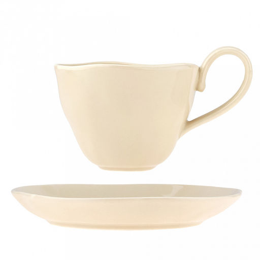 Шоколад Чашка фарфоровая 210мл, д9см h6,9см, с блюдцем д14,8см h2,1см, общая h7,5см, глянцевая глазурь, ассиметричная форма, цвет - кремовый, в коробке (Китай) - Домашняя мода фото 7