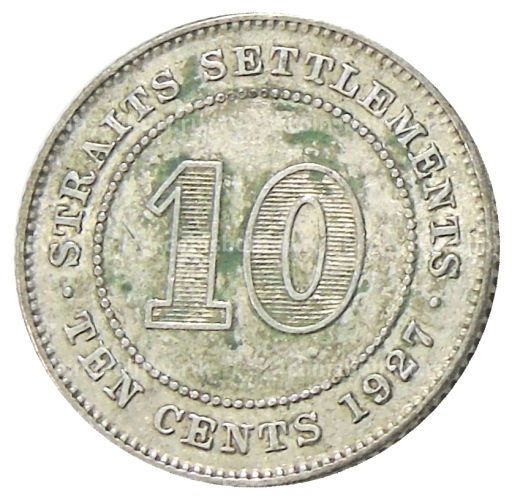 10 центов 1927 года Стрейтс Сетлментс