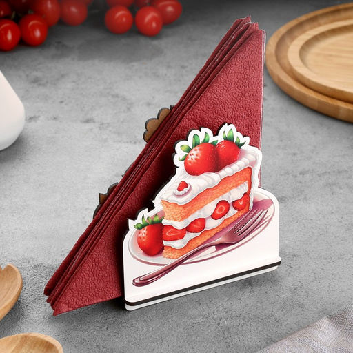 Салфетница Клубничное пирожное, 12 х 12 х 6 см