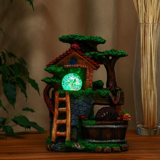 Фонтан настольный «Домик лестница», 12×19×27 см, с подсветкой