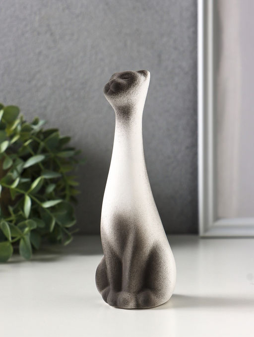 Фигурка керамика «Кот Египетский», 15.5 см, белый с чёрным