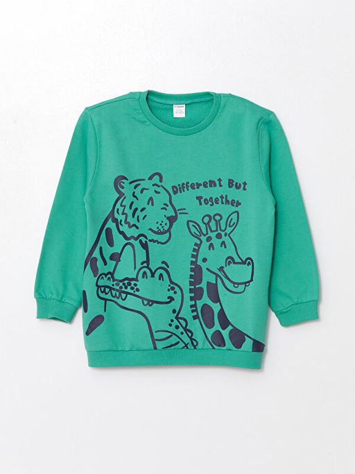 Bisiklet Yaka Uzun Kollu Bask?l? Erkek Bebek Sweatshirt 2li - Waikiki фото 2