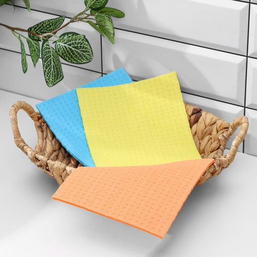 Цена за 2 шт. Салфетки для уборки Доляна, целлюлоза губчатая, 16.5×15.5 см, 3 шт.