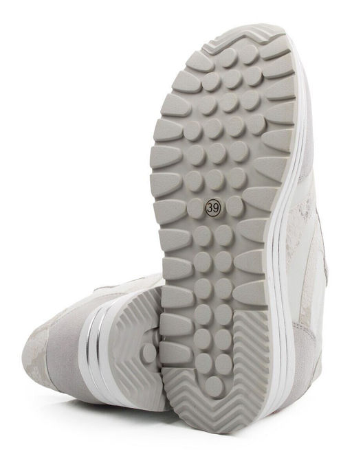 03-A1003-9 WHITE/LT. GRAY Кроссовки женские (натуральная кожа, натуральная замша)