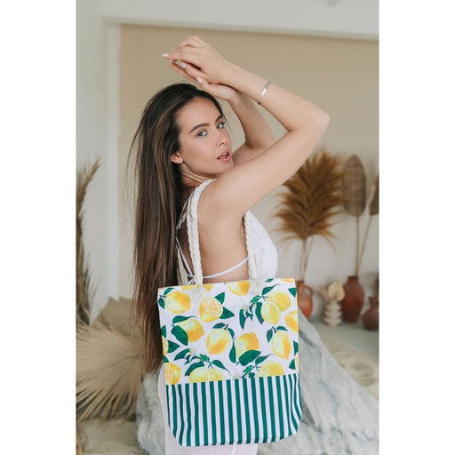 Сумка пляжная на молнии, цвет белый/жёлтый - Nazamok фото 10