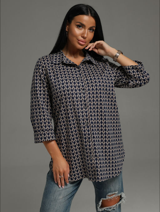 Жанетта туника женская (полоса синий) - Lovetex фото 123