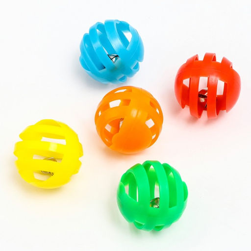 Цена за 60 шт. Шарик для кошек с бубенчиком Футбол, 3,8 см, фасовка 60 шт, микс цветов - Пижон фото 3