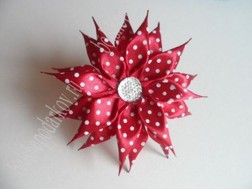 Лента атласная в горошек 0,6 см*25 ярд (10 бобин) SF-1368, вишневая пенка №171 - No name фото 2